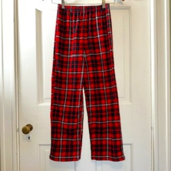 Red Plaid Flannel Pajama Bottoms - Picture 1 of 6